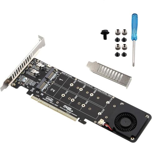 بطاقة توسيع PH44 Plus PCIE إلى M.2 NVME تدعم PCIe 4.0 RAID 0 Mode 4X 32Gbps 4-CH بطاقة سبليت مع مروحة تبريد توربو in Kuwait