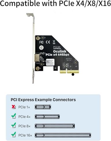 محول PCIe4.0 X4 إلى Oculink (SFF-8612 4i)، لـ eGPU وNVMe SSD، ينطبق على نظام Windows Server/Windows/Linux/VMwareESX/ESXi/Freebsd/Centos/Ubuntu in Kuwait