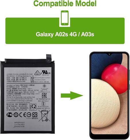 Rechargeable 0-Cycle Replacement Battery HQ-50S Compatible with Galaxy A02s 4G & A03s with Toolkit in Saudi Arabia