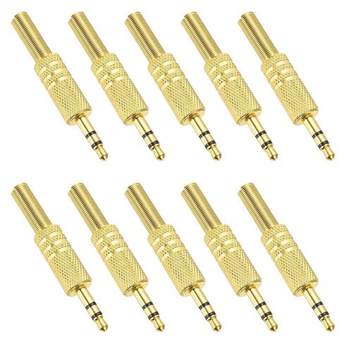 MECCANIXITY 10 Pcs 1/8" TS Audio Male Plug, 3.5mm Mono Jack Plug Adapter Replacement, 2 Pole Solder Jack Cable Connector for Speaker Microphone Guitar (Carved Style, Golden) in Saudi Arabia