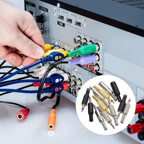 MECCANIXITY 10 Pcs 1/8" TS Audio Male Plug, 3.5mm Mono Jack Plug Adapter Replacement, 2 Pole Solder Jack Cable Connector for Speaker Microphone Guitar (Carved Style, Golden) in Saudi Arabia