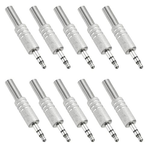 MECCANIXITY 10 Pcs 1/8" TS Audio Male Plug, 3.5mm Mono Jack Plug Adapter Replacement, 2 Pole Solder Jack Cable Connector for Speaker Microphone Guitar (Carved Style, Golden) in Saudi Arabia