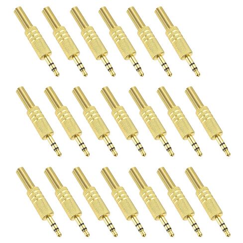 MECCANIXITY 10 Pcs 1/8" TS Audio Male Plug, 3.5mm Mono Jack Plug Adapter Replacement, 2 Pole Solder Jack Cable Connector for Speaker Microphone Guitar (Carved Style, Golden) in Saudi Arabia