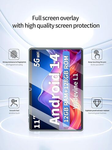 واقي شاشة لجهاز Relndoo P80 11 بوصة Android 14 Tablet، UYRUREL مضاد للخدش 9H صلابة اللمس الحساسة 2.5D حواف مستديرة خالية من الفقاعات سهلة التركيب، عبوتان. in Kuwait