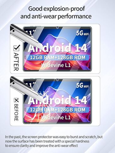 واقي شاشة لجهاز Relndoo P80 11 بوصة Android 14 Tablet، UYRUREL مضاد للخدش 9H صلابة اللمس الحساسة 2.5D حواف مستديرة خالية من الفقاعات سهلة التركيب، عبوتان. in Kuwait