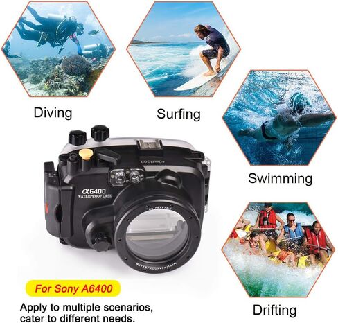 Professional Underwater Camera Housing Case for Sony A6400, 60M/195FT Waterproof Depth, with M67 Thread Interface, Compatible with Color Filter, Fish-Eye Lens (YH-A6400) in Saudi Arabia