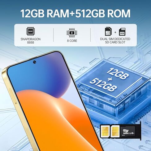 X24 Ultra Unlocked Android Phone,RAM12GB+ROM512GB,Snapdragon888 Unlocked Phones, 6.8“ FHD Large Screen,Long Life Battery 5000mAh,Android 14, 48+108MP Camera, Dual SIM,WiFi/Bluetooth(Purple) in Saudi Arabia