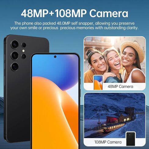 X24 Ultra Unlocked Android Phone,RAM12GB+ROM512GB,Snapdragon888 Unlocked Phones, 6.8“ FHD Large Screen,Long Life Battery 5000mAh,Android 14, 48+108MP Camera, Dual SIM,WiFi/Bluetooth(Purple) in Saudi Arabia