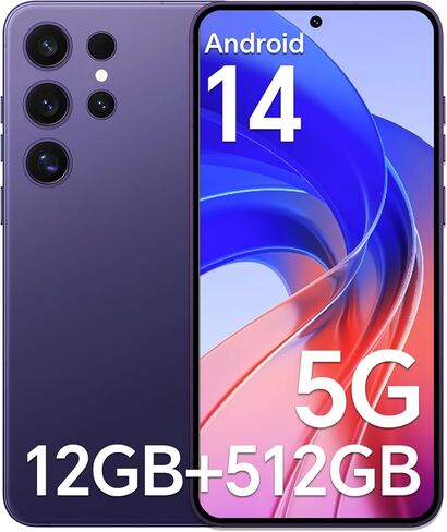 X24 Ultra Unlocked Android Phone,RAM12GB+ROM512GB,Snapdragon888 Unlocked Phones, 6.8“ FHD Large Screen,Long Life Battery 5000mAh,Android 14, 48+108MP Camera, Dual SIM,WiFi/Bluetooth(Purple) in Saudi Arabia