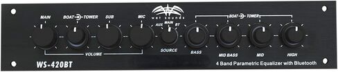 معادل صوت بلوتوث Wet Sounds WS-420BT ثلاثي المناطق مع WS-BTEQUDM-B أسود أسفل لوحة القيادة in Kuwait