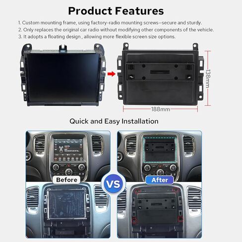 راديو السيارة Joying لترقية Dodge Durango 2014-2020، وحدة رأس Android 13 مقاس 11.6 بوصة IPS تعمل باللمس ستيريو لشاشة OEM مقاس 8.4 بوصة، مع CarPlay وAndroid Auto، AM/FM، ملاحة GPS (JY-DD203T8) in Kuwait