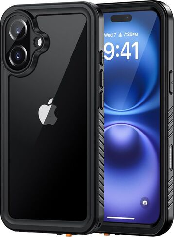 حافظة Lanhiem لهاتف iPhone 16 Pro Max للخصوصية، IP68 مقاومة للماء والغبار، [متوافقة مع MagSafe] [واقي شاشة مدمج مضاد للتجسس] حافظة هاتف مغناطيسية متينة لكامل الجسم (أسود/شفاف) in Kuwait