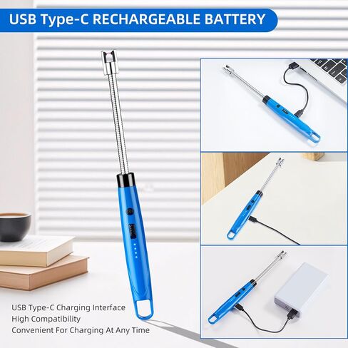 ولاعة شمعة كهربائية قابلة لإعادة الشحن عبر USB مع رقبة مرنة 360 درجة، شاشة عرض طاقة LED، قفل أمان، مقاومة للرياح، عديمة اللهب، ولاعات قوسية طويلة، 4 عبوات (HB-088B-4Pcs) in Saudi Arabia