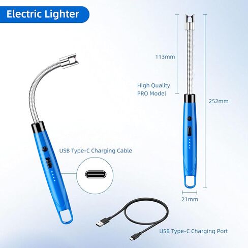 ولاعة شمعة كهربائية قابلة لإعادة الشحن عبر USB مع رقبة مرنة 360 درجة، شاشة عرض طاقة LED، قفل أمان، مقاومة للرياح، عديمة اللهب، ولاعات قوسية طويلة، 4 عبوات (HB-088B-4Pcs) in Saudi Arabia