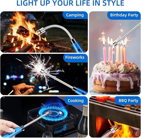 ولاعة شمعة كهربائية قابلة لإعادة الشحن عبر USB مع رقبة مرنة 360 درجة، شاشة عرض طاقة LED، قفل أمان، مقاومة للرياح، عديمة اللهب، ولاعات قوسية طويلة، 4 عبوات (HB-088B-4Pcs) in Saudi Arabia