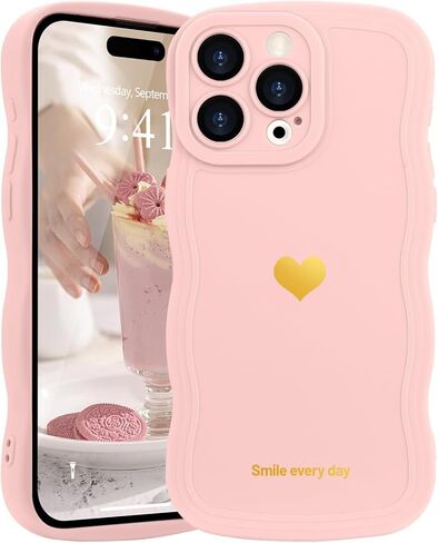 LAPOPNUT for iPhone 16 Plus Case Cute Heart Simple Wave Frame Case Aesthetic Design Solid Color Girls Women TPU Silicone Slim Phone Cover for iPhone 16 Plus,Rose red in Kuwait