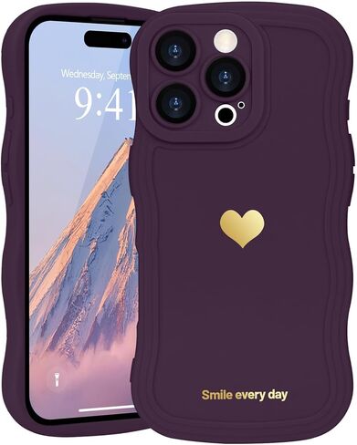 LAPOPNUT for iPhone 16 Plus Case Cute Heart Simple Wave Frame Case Aesthetic Design Solid Color Girls Women TPU Silicone Slim Phone Cover for iPhone 16 Plus,Rose red in Kuwait