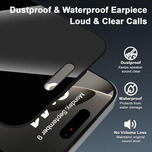 [2+2 عبوة من واقي شاشة الخصوصية 360 درجة لهاتف iPhone 15 Pro Max - [360 درجة 4 اتجاهات مضادة للتجسس] [إزالة الغبار تلقائيًا] [تركيب خالٍ من الفقاعات] - زجاج مقسى مقاوم للكسر in Kuwait