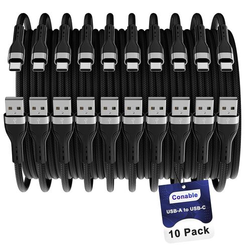 كابل USB C (4 أقدام، 10 حزم)، سلك USB A إلى USB شحن سريع متوافق مع iPhone 17، iPhone Air، iPhone 17 Pro، iPhone 17 Pro Max، iPhone 16/15 Series، Galaxy S24، LG وCar Play والمزيد in Saudi Arabia
