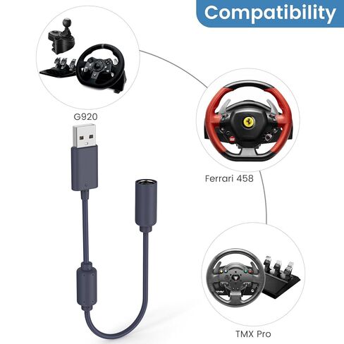 Smays Replacement USB Breakaway Cable for Logitech G920, Ferrari 458 Spider Racing Wheel Driving Force, 10-Inch in Saudi Arabia