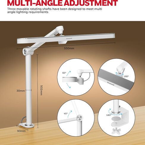 Honeywell LED Desk Lamp with Clamp - 05B02 Touch Control Sunturalux Natural Light Clip On Desk Light 4000K 1300LM Dimmable Eye Caring Table Lamp Full Metal Desk Lamps for Home Office in Saudi Arabia