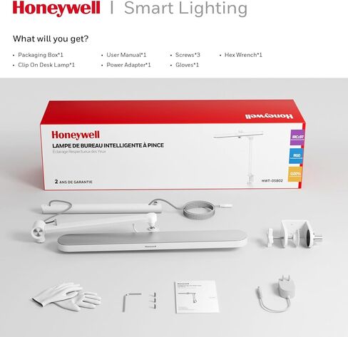 Honeywell LED Desk Lamp with Clamp - 05B02 Touch Control Sunturalux Natural Light Clip On Desk Light 4000K 1300LM Dimmable Eye Caring Table Lamp Full Metal Desk Lamps for Home Office in Saudi Arabia