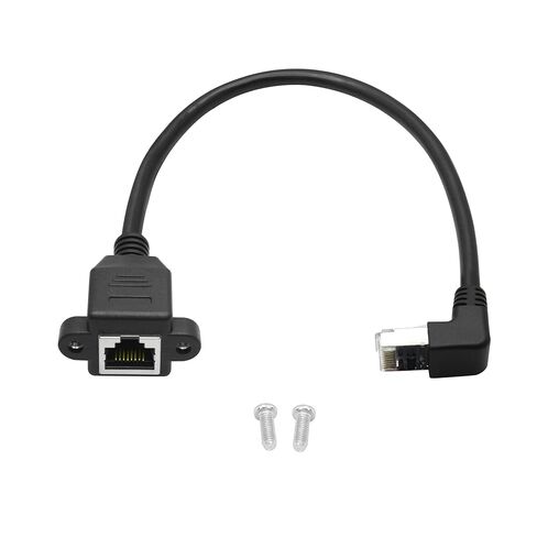 90 Degree Cat6 Ethernet Extension Cable 1FT, Left Angle RJ45 Male to Female Ethernet Panel Mount with Screw Extension Shielded Cable, Compatibility Cat5e, Cat5, for PC, Laptop, Router etc in Saudi Arabia