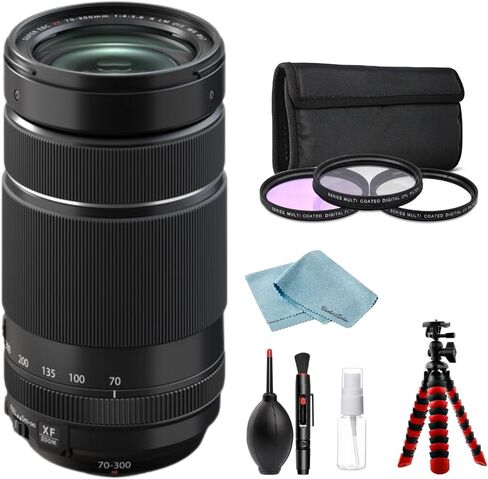 FUJIFILM XF 70-300mm f/4-5.6 R LM OIS WR Lens – Telephoto Zoom Lens with 3-Piece Filter Kit, Tripod, Cleaning Kit & BluebirdSales Microfiber Cloth in Saudi Arabia