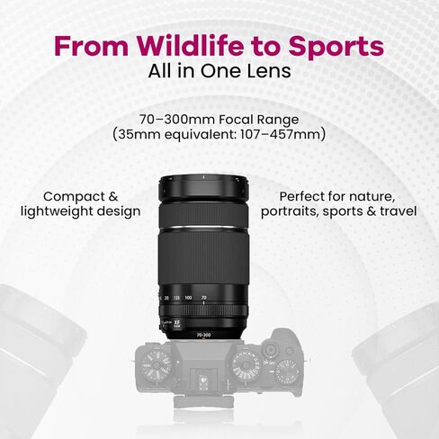 FUJIFILM XF 70-300mm f/4-5.6 R LM OIS WR Lens – Telephoto Zoom Lens with 3-Piece Filter Kit, Tripod, Cleaning Kit & BluebirdSales Microfiber Cloth in Saudi Arabia