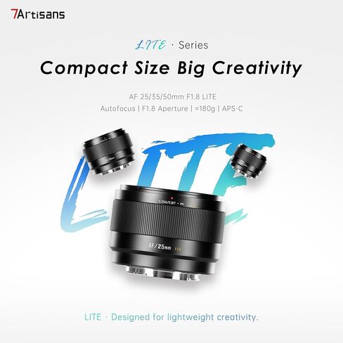 7Artisans AutoFocus 25/35/50mm F1.8 Set APS-C Frame LITE Series Lens F1.8 فتحة كبيرة تدعم التعرف على الوجه/العين متوافقة مع Fujifilm Fuji X-H/T/T30/S/E/A Series Fuji X-E2 Fuji X-T2 in Saudi Arabia