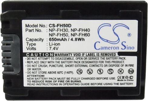 SPANN بطارية بديلة لسوني DCR-SR45، DCR-SR50، DCR-SR50E، DCR-SR52E، DCR-SR55E، DCR-SR60، DCR-SR60E، الجزء رقم: NP-FH30، NP-FH40، NP-FH50، NP-FH60 7.4 فولت in Kuwait