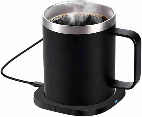 GLOGLOW Food Beverage Warmer with Wireless Charger 2 in 1, Stainless Steel, 131F Temperature Control, 350ml, White, for Office and Home Kitchen Storage (White) in Saudi Arabia