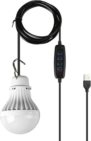 SIXRUN USB LED Lamp, 3 Lighting Modes Warm White Cold White Natural Light 10 Brightness Levels, with Hook and 2.5m Long Wire, for Camping Emergency Home Outdoor Lighting in Saudi Arabia
