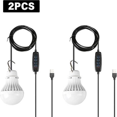 SIXRUN USB LED Lamp, 3 Lighting Modes Warm White Cold White Natural Light 10 Brightness Levels, with Hook and 2.5m Long Wire, for Camping Emergency Home Outdoor Lighting in Saudi Arabia