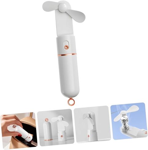 Housoutil Mini Handheld USB Charging Fan 2000mah Portable Personal Cooling Fan with 3-speed Adjustable Foldable Design for Outdoor Travel and Office Use White in Kuwait