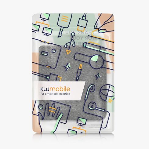 حافظة kwmobile متوافقة مع لون Kobo Libra - غطاء قارئ إلكتروني من القماش بنمط الكتاب - حافظة قابلة للطي - رمادي داكن in Kuwait