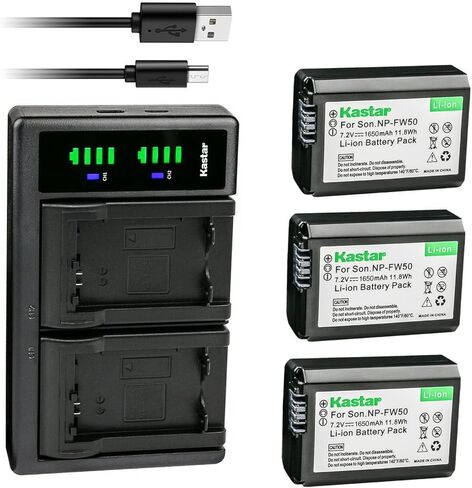 Kastar NP-FW50 LTD2 USB Battery Charger Replacement for Sony SLT-A35, SLT-A37, SLT-A55, Cyber-Shot DSC-RX10, Cyber-Shot DSC-RX10 II, Cyber-Shot DSC-RX10M2, Cyber-Shot DSC-RX10 III in Saudi Arabia