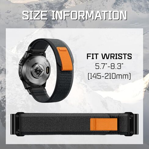 حلقة نايلون سريعة مقاس 22 مم متوافقة مع سوار ساعة Garmin Fenix ​​7 6 5/Fenix ​​8 47 مم/Fenix ​​E 47 مم/Fenix ​​5 Plus/Fenix ​​6 Pro/Fenix ​​7 Pro/Forerunner 955 965 945 935 in Kuwait