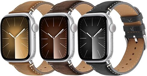 3 قطع من أحزمة المعصم الجلدية المتوافقة مع أحزمة ساعة أبل 44 ملم 45 ملم 46 ملم 49 ملم 40 ملم 41 ملم 42 ملم للرجال، أشرطة بديلة من الجلد الطبيعي لساعة iWatch Ultra3/2/1 SE3/2/1 Series 11/10/9/8/7/6/5/4 in Kuwait