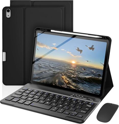 حافظة لوحة مفاتيح لجهاز iPad mini A17 Pro الجيل السابع 2024 / mini الجيل السادس 2021، ماوس ولوحة مفاتيح قابلة للفصل، حامل مدمج قابل للتعديل مع حامل أقلام رصاص، ميزة النوم/الاستيقاظ التلقائي، وردي in Kuwait