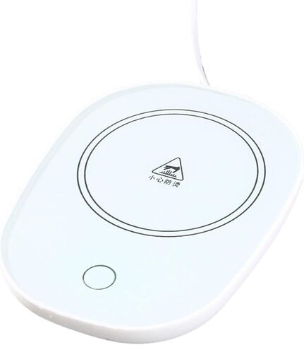 USB Coffee Mug Warmer with Tempered Glass Heating Coaster, 55°C Thermostatic Control and Gravity Sensor Auto On/Off for Desk or Home Use, White(White) in Kuwait