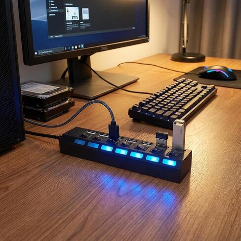 4-Port USB Hub with LED Indicators and Independent Switching for Keyboards Mice and Memory Cards in Saudi Arabia