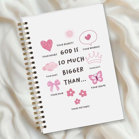 DXCUKDI Bible Journal Gifts for Women, Coquette Blue Bow Hardcover Spiral Notebook, Preppy Christian Gifts for Girls 5.5 X 8.3 Inch-A13 in Saudi Arabia