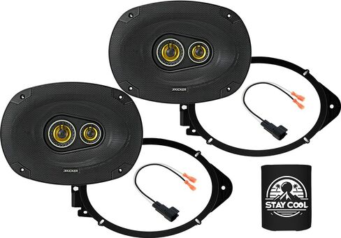 مكبرات صوت KICKER مقاس 6 × 9 بوصة لسيارة GMC Sierra/Denali 1500 (جميع الكابينة) 2014-2023 مجموعة ترقية - زوج من سلسلة CS مع محولات وحزام، مكبر صوت للسيارة للباب الأمامي CSC6934، 46CSC6934 in Kuwait