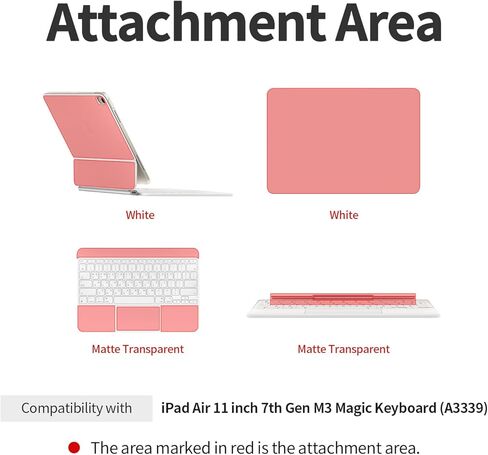 skoko 3-in-1 Full Set Matte White Skin & Transparent Matte Skin for iPad Air 11-inch M3 2025 Magic Keyboard Top/Bottom/Palm Rest & Around/Hinge Set in Kuwait
