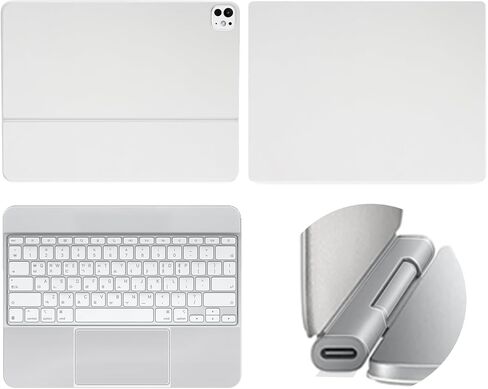 skoko 3-in-1 Full Set Matte White Skin & Transparent Matte Skin for iPad Air 11-inch M3 2025 Magic Keyboard Top/Bottom/Palm Rest & Around/Hinge Set in Kuwait