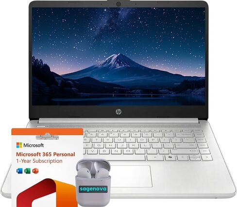 كمبيوتر محمول للأعمال HP مقاس 14 بوصة مزود بـ Microsoft Office 365، ومعالج Intel رباعي النواة، وسعة تخزين 1.1 تيرابايت (128 جيجابايت SSD + 1 تيرابايت OneDrive)، وذاكرة وصول عشوائي 8 جيجابايت، ونظام التشغيل Windows 11، وسماعات SageNova، ذهبي وردي باهت in Saudi Arabia