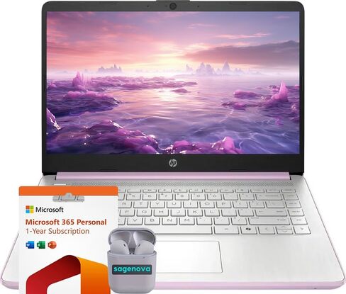كمبيوتر محمول للأعمال HP مقاس 14 بوصة مزود بـ Microsoft Office 365، ومعالج Intel رباعي النواة، وسعة تخزين 1.1 تيرابايت (128 جيجابايت SSD + 1 تيرابايت OneDrive)، وذاكرة وصول عشوائي 8 جيجابايت، ونظام التشغيل Windows 11، وسماعات SageNova، ذهبي وردي باهت in Saudi Arabia