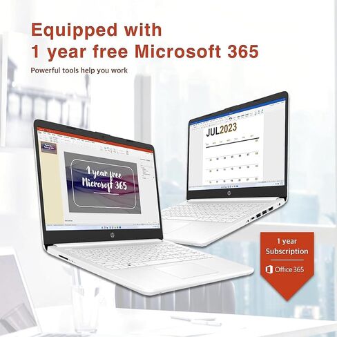 HP 2023 Newest 14" HD Ultral Light Thin Laptop, Quad-Core Intel Celeron Processor, 4GB RAM, 128GB (64GB eMMC+ 64GB SD), Wi-Fi, Upto 11 Hours, Windows 11 S + 1 Year Office 365+HubxcelAccessory, White in Kuwait