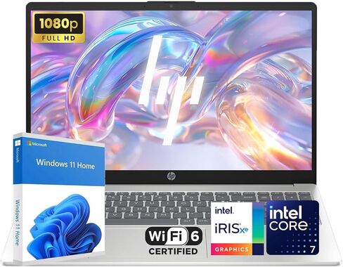 HP 15.6" FHD 1080p IPS Display Laptop | Intel i7-1255U 10-Core Processor | 16GB DDR4 RAM | 512GB PCIe SSD | Win 11 | WiFi 6 | 720P Camera with Privacy Camera Shutter | Thin Notebook for Work & Study in Kuwait
